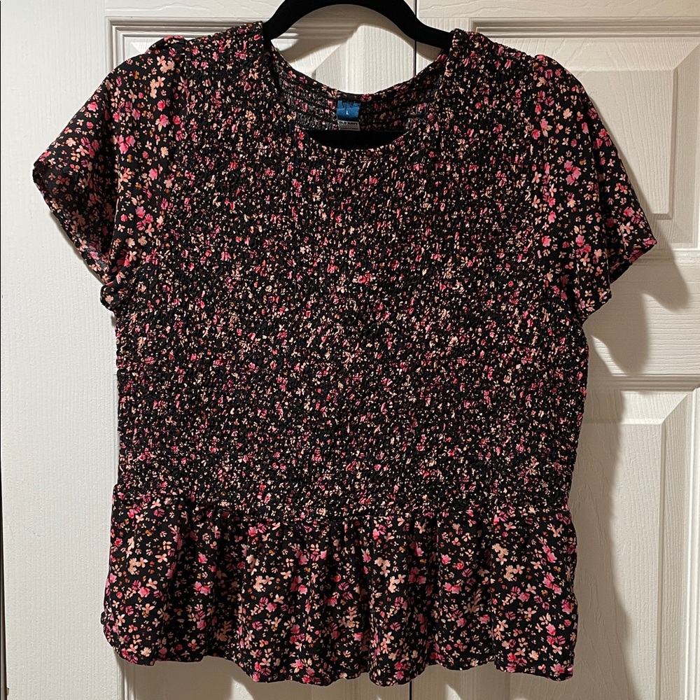Old Navy Black and Pink Floral Top